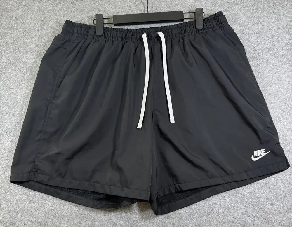 Nike Swim Trunks Mens 2XL Black 6 Inseam Pool Shorts Drawstring Embroidered Logo